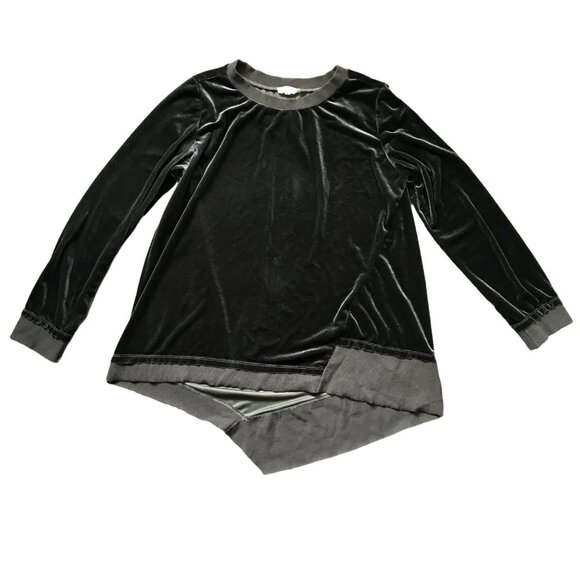 Easel Lagenlook Velour Top Women's Medium Long Sleeve Sweatshirt Asymmetrical - Picture 1 of 12